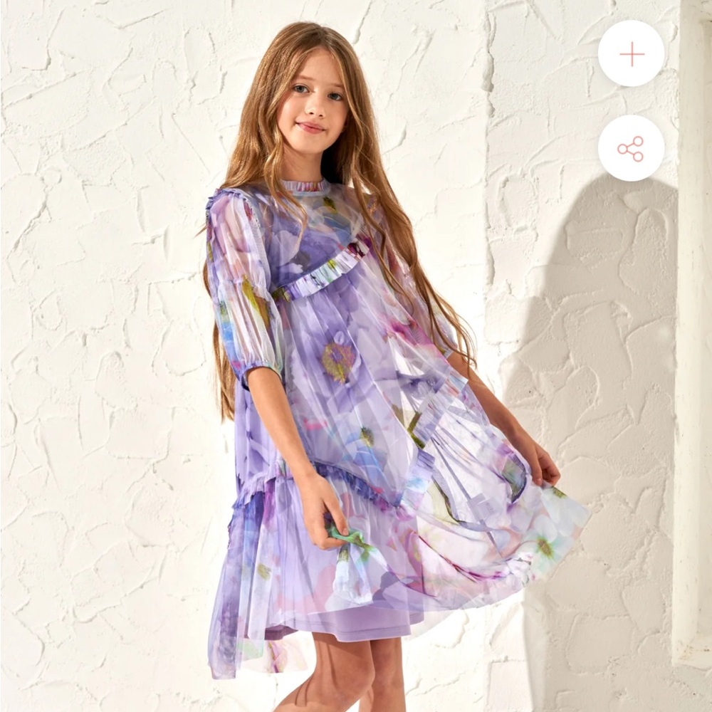 BRAND NEW with tags Angel & Rocket purple ruffle dress. Size 10 and size 11
